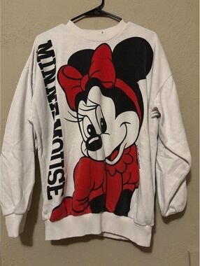 Vintage Minnie Mouse White Crewneck Sweatshirt